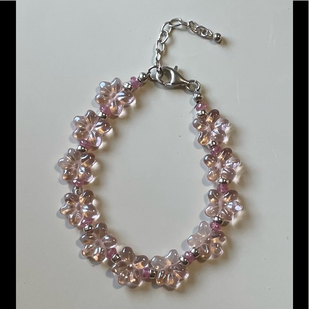 New Pink Crystal Flower Bracelet